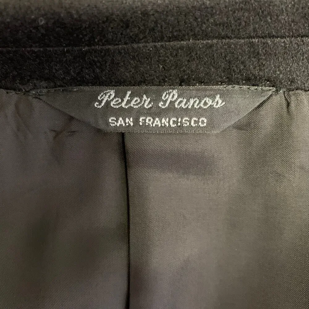 PETER PANOS Chest Size 44 Black Cashmere Notch Lapel Sport Coat